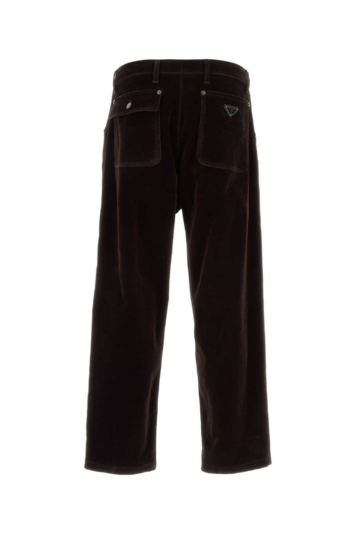 Prada Men Dark Brown Velvet Denim Pant