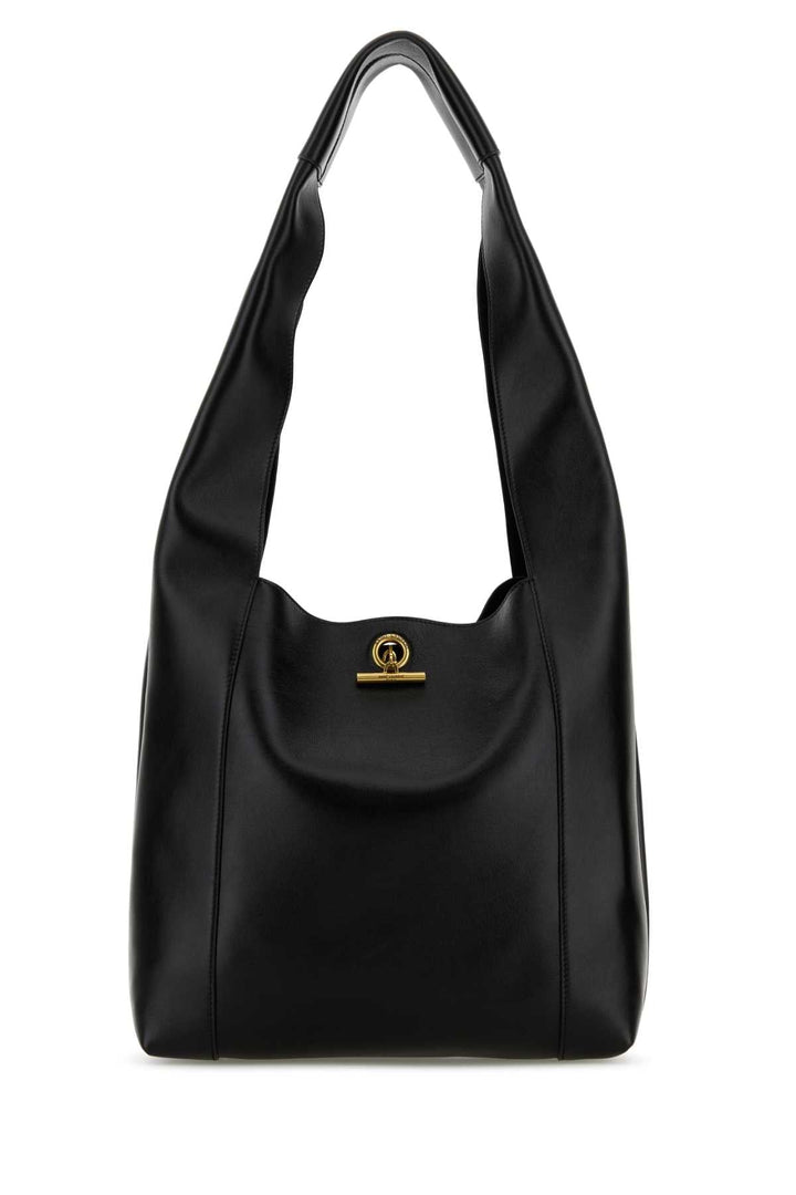 Saint Laurent Women Black Leather Tanger Shopping Bag