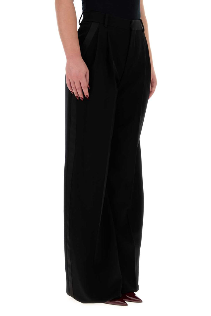 Saint Laurent Women Black Wool Wide-Leg Pant