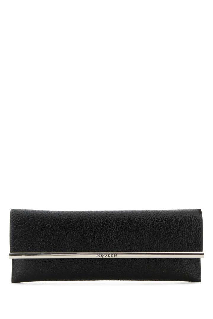 Alexander Mcqueen Women Black Leather Cross B-Long Clutch