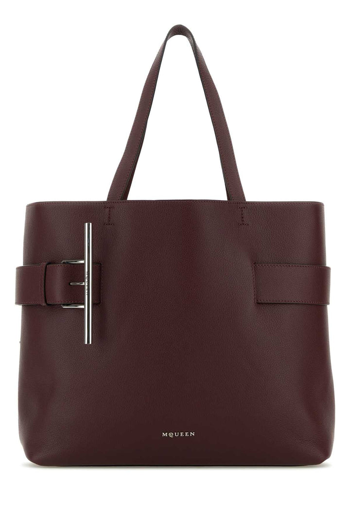 Alexander Mcqueen Women Tyrian Purple Leather T-Bar Shopping Bag