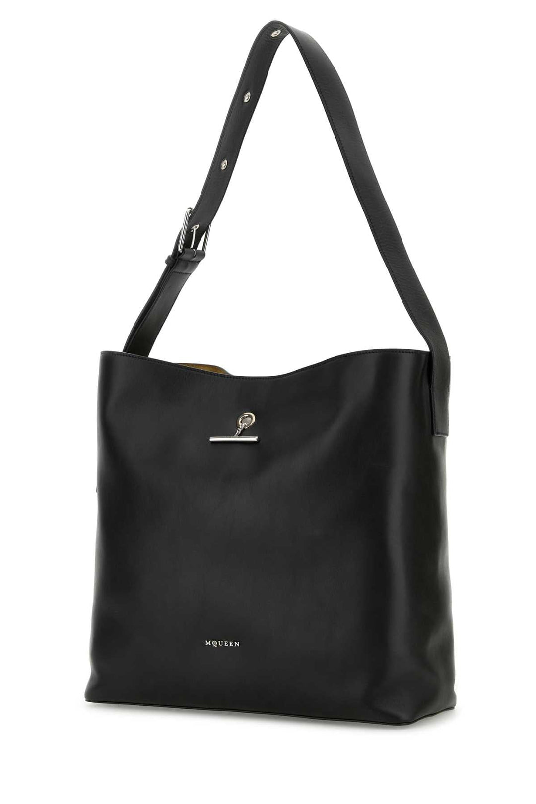 Alexander Mcqueen Men Black Leather Pendant Shopping Bag