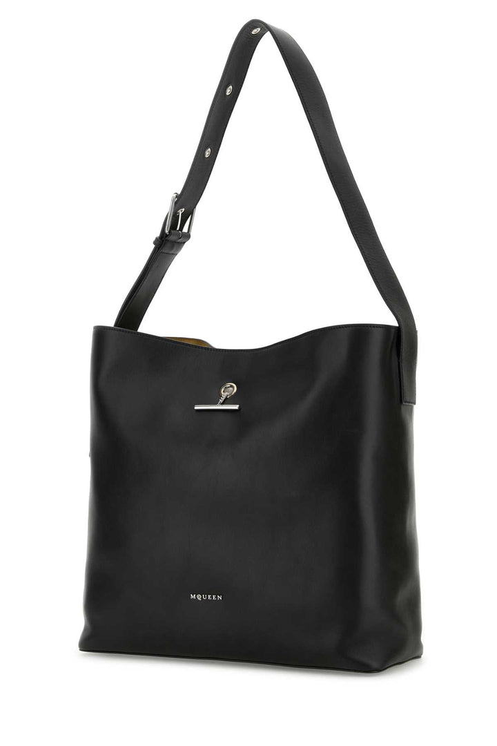Alexander Mcqueen Men Black Leather Pendant Shopping Bag