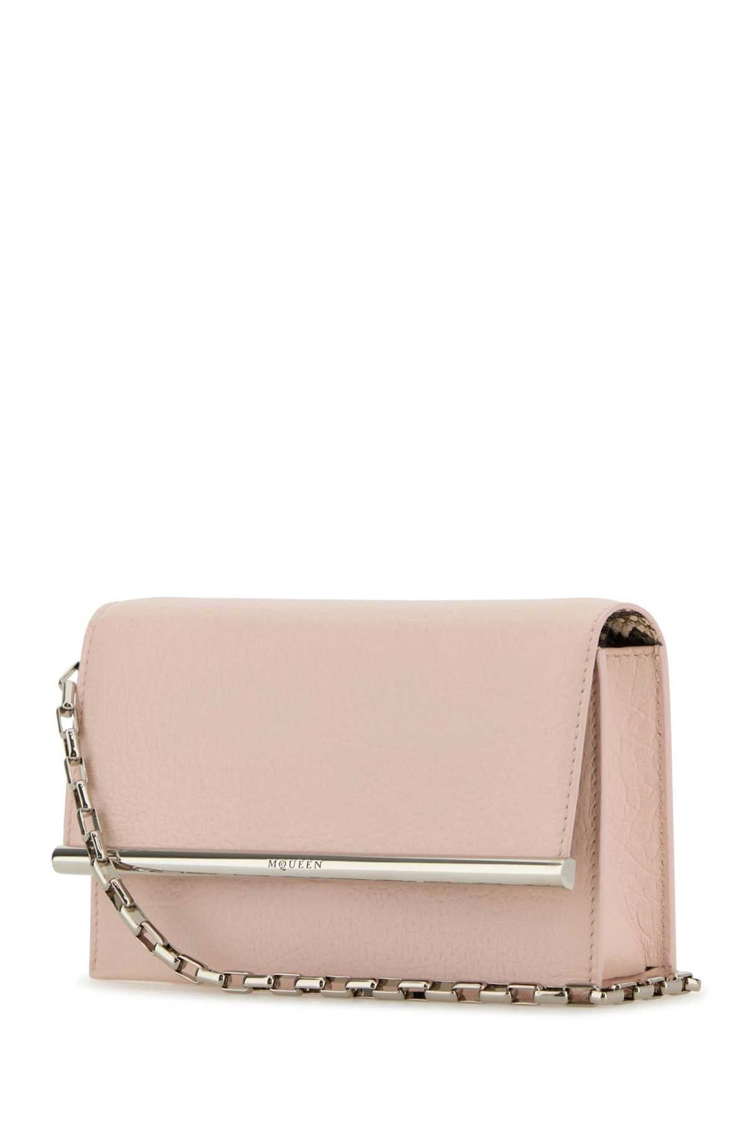 Alexander Mcqueen Women Pink Leather Mini Cross-Bar Clutch