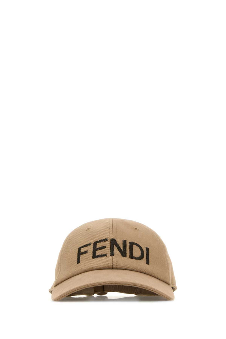 Fendi Men Camel Stretch Cotton Baseball Cap