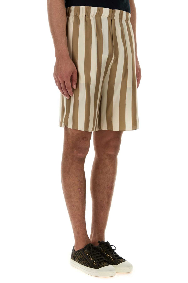 Fendi Men Printed Silk Bermuda Shorts