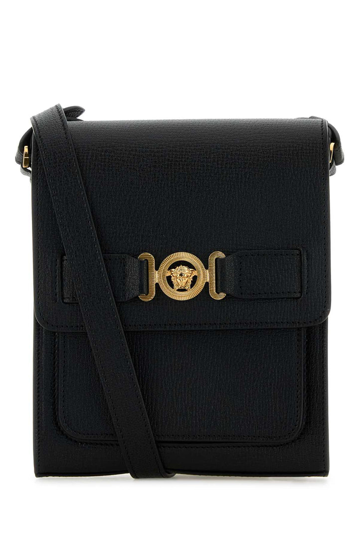 Versace Men Black Leather Medusa Biggie Crossbody Bag