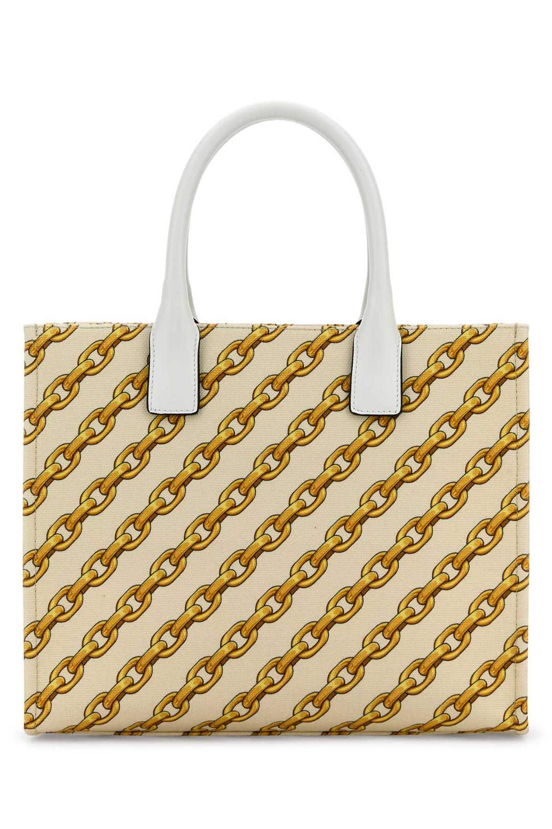 Versace Women Printed Canvas Small Chain Stripes La Medusa Shopping Bag