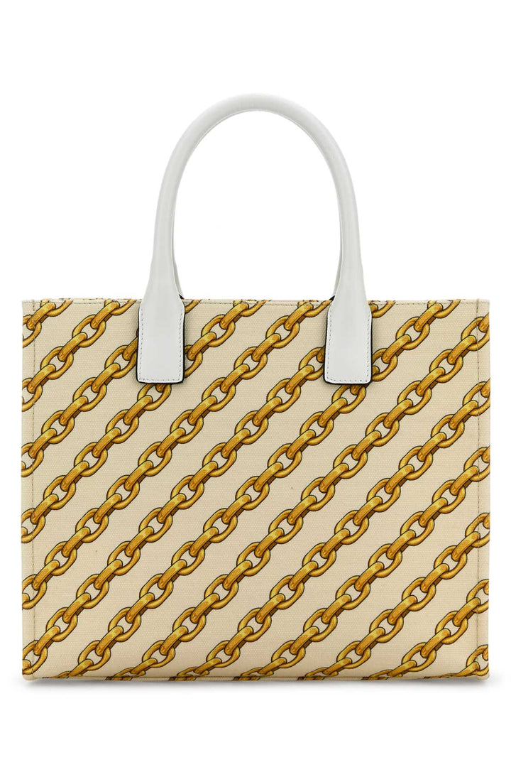 Versace Women Printed Canvas Small Chain Stripes La Medusa Shopping Bag