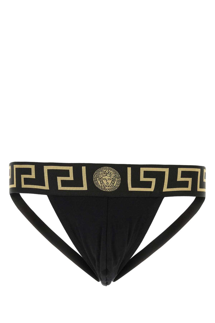 Versace Men Black Stretch Cotton Brief