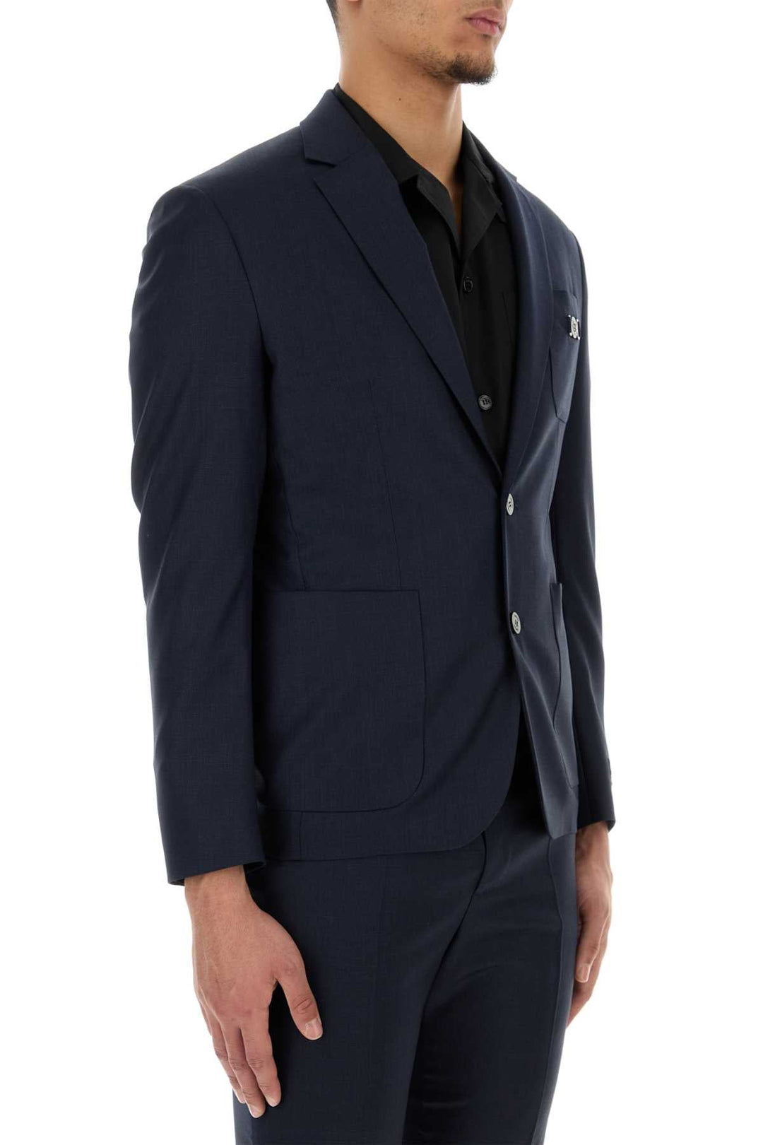 Versace Men Dark Blue Wool Blazer