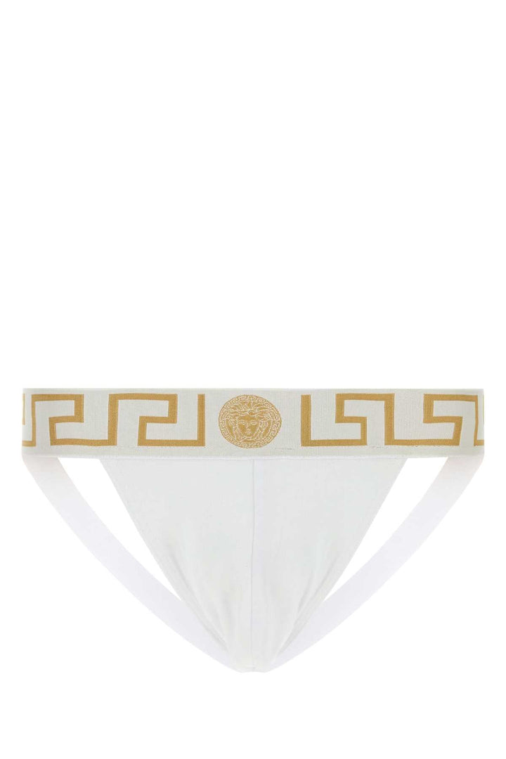 Versace Men White Stretch Cotton Brief