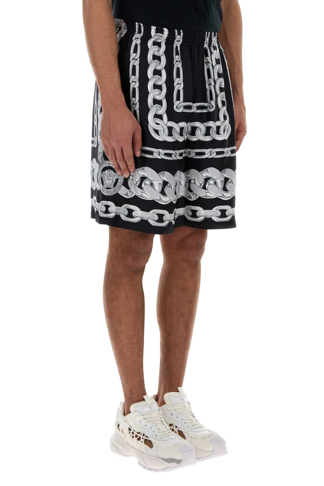 Versace Men Printed Silk Bermuda Shorts