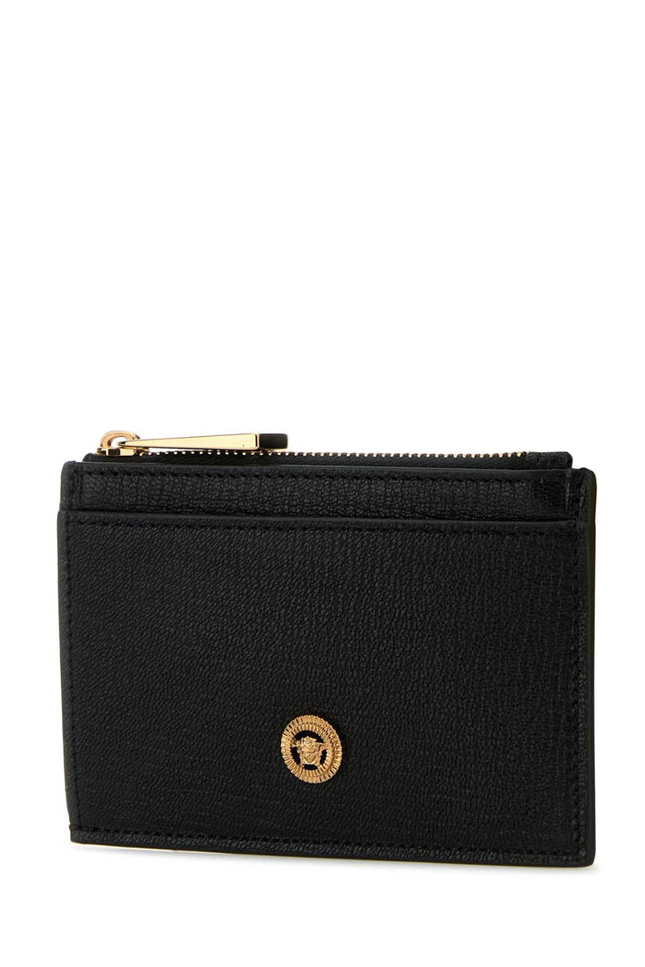 Versace Men Black Leather Card Holder
