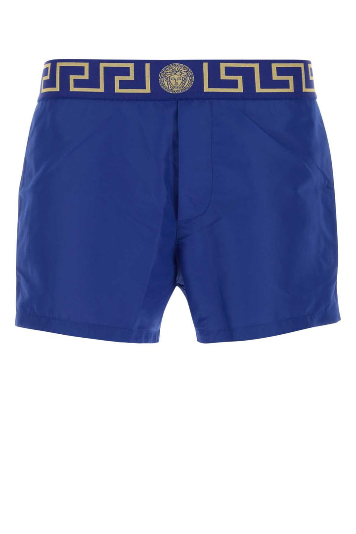 Versace Men Electric Blue Polyester Swimming Shorts