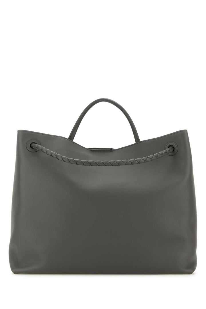 Bottega Veneta Women Dark Grey Leather Large Andiamo Shopping Bag