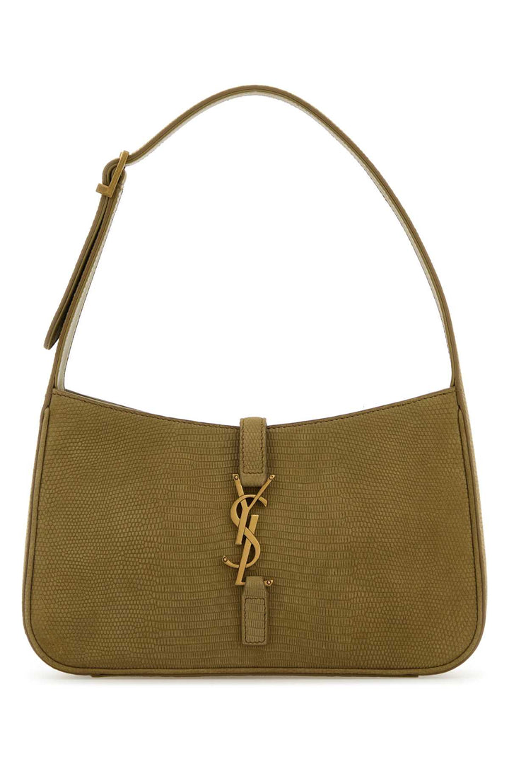 Saint Laurent Women Sage Green Suede Le 5 A 7 Shoulder Bag