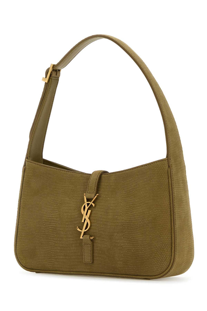 Saint Laurent Women Sage Green Suede Le 5 A 7 Shoulder Bag