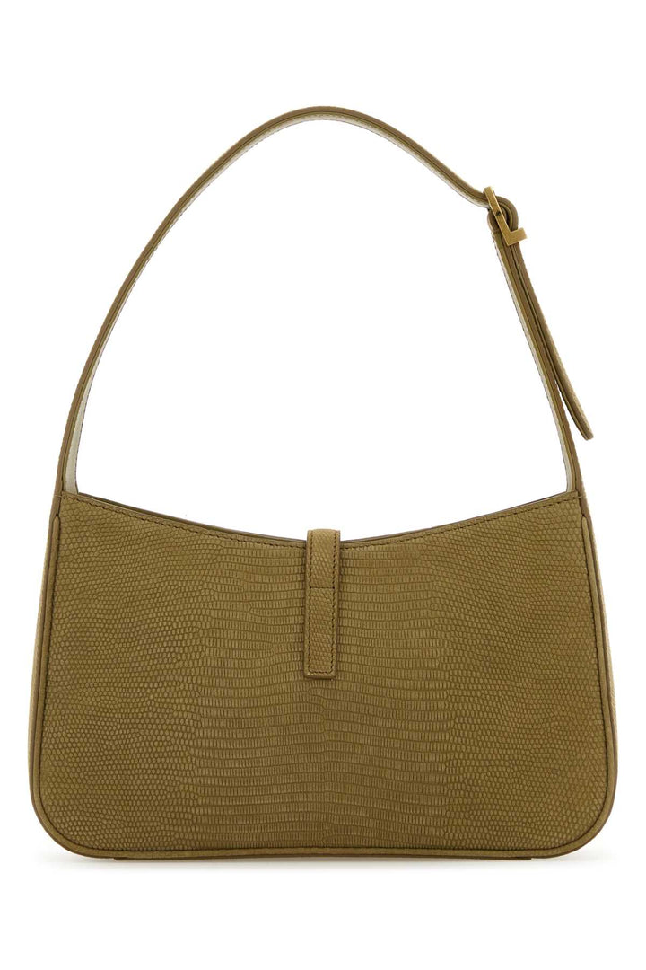 Saint Laurent Women Sage Green Suede Le 5 A 7 Shoulder Bag