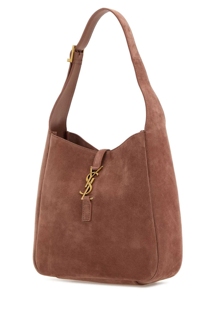 Saint Laurent Women Dark Pink Suede Small Le 5 Ã  7 Soft Shoulder Bag