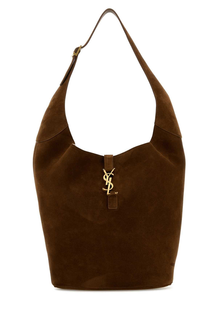 Saint Laurent Women Brown Suede Le 5 Ã  7 Shoulder Bag