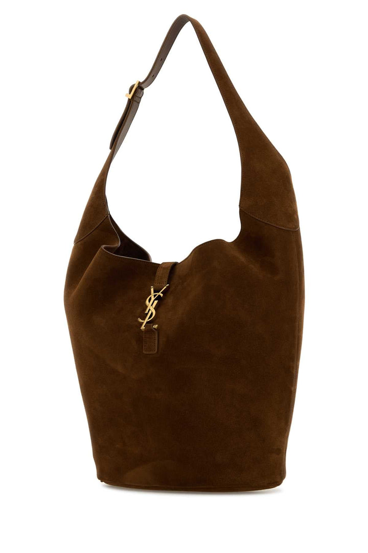 Saint Laurent Women Brown Suede Le 5 Ã  7 Shoulder Bag