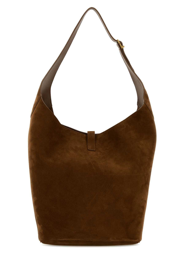 Saint Laurent Women Brown Suede Le 5 Ã  7 Shoulder Bag