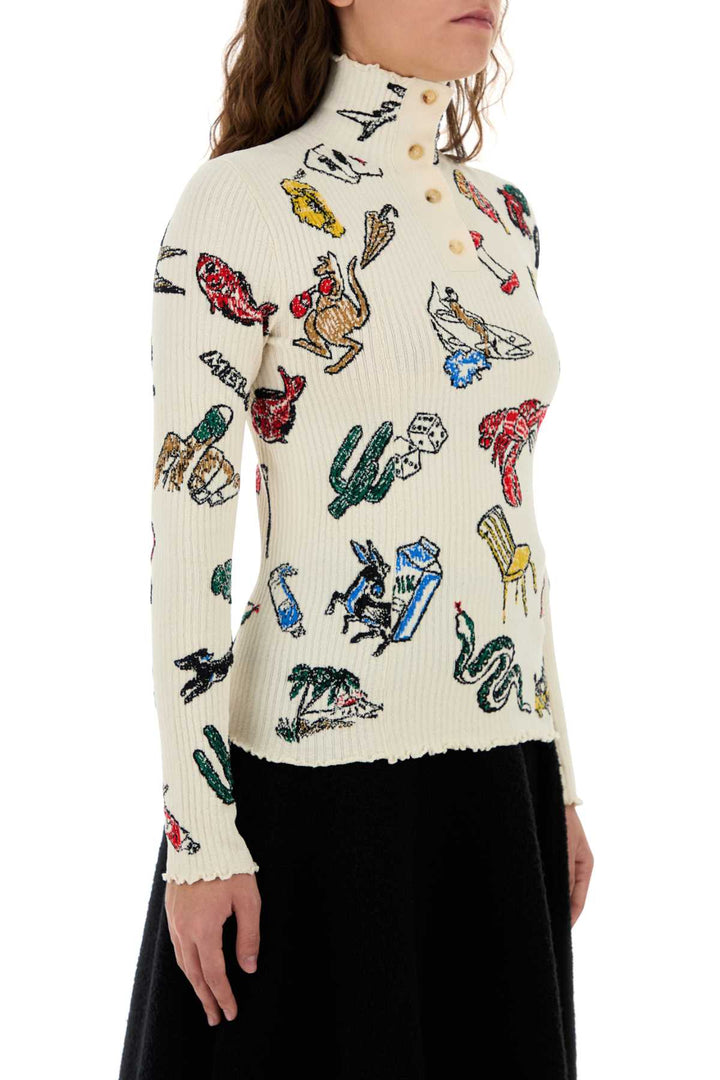 Bottega Veneta Women Embroidered Stretch Wool Blend Sweater