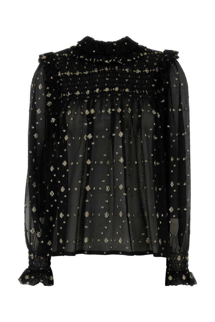Saint Laurent Women Embroidered Crepe Blouse