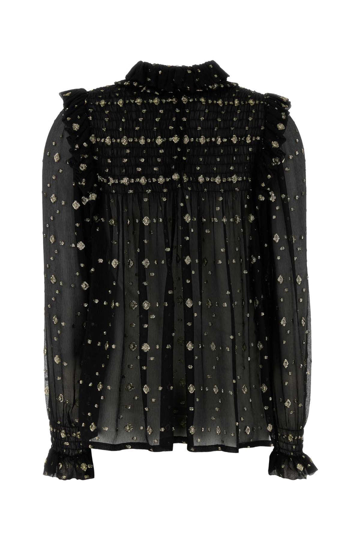 Saint Laurent Women Embroidered Crepe Blouse