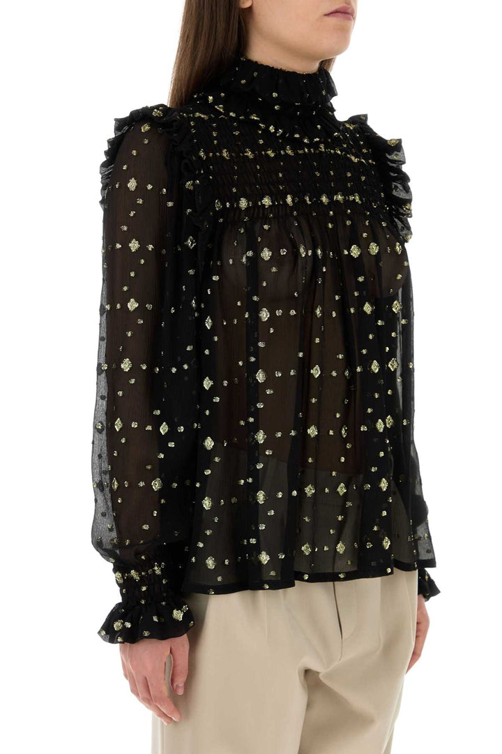 Saint Laurent Women Embroidered Crepe Blouse