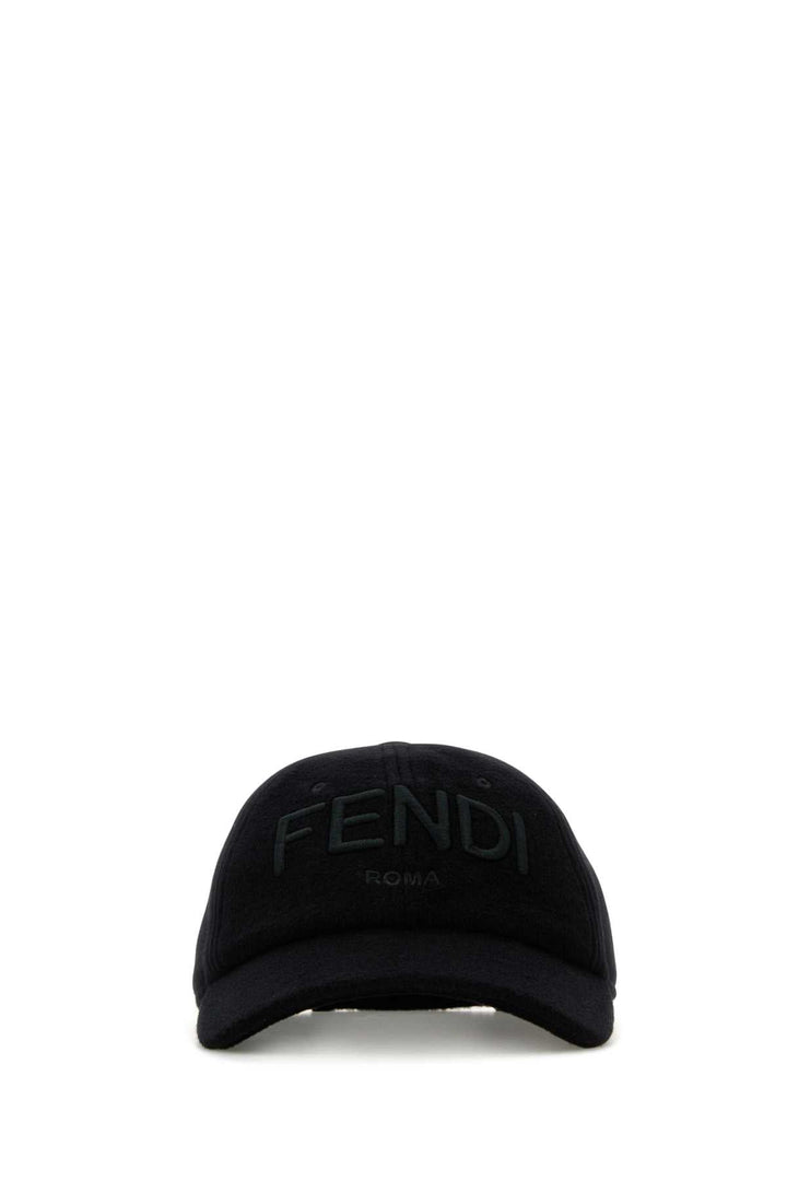 Fendi Men Black Wool Blend Baseball Cap