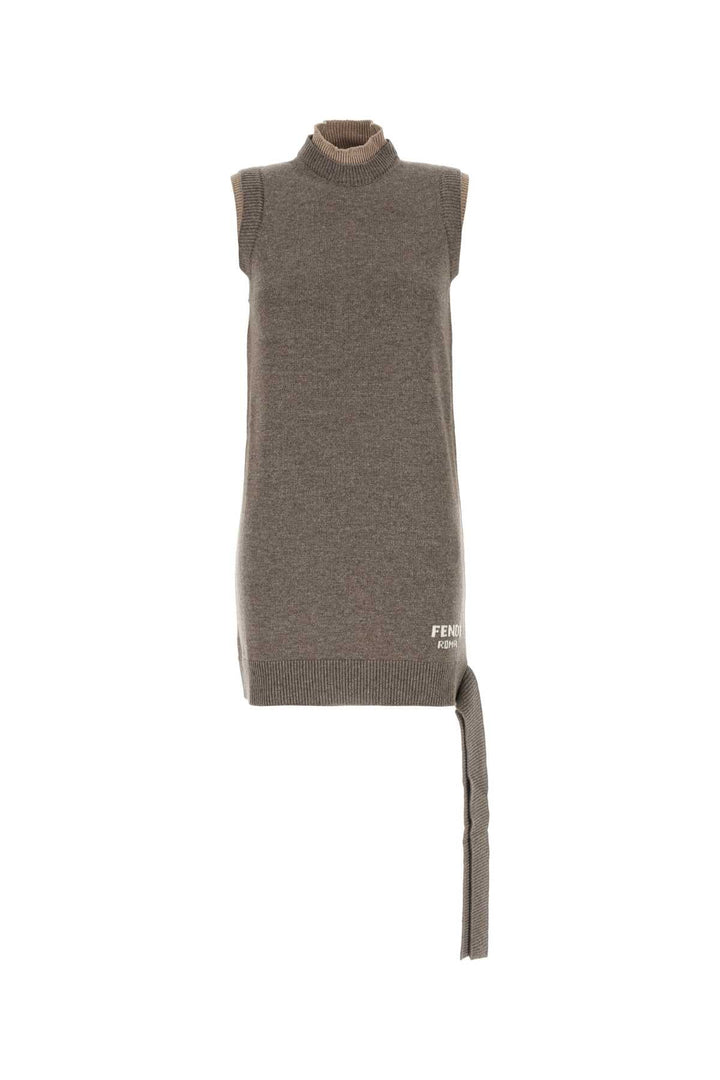 Fendi Women Brown Wool Blend Dress