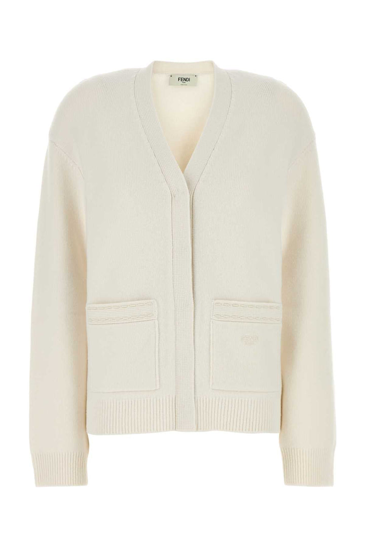 Fendi Women White Cashmere Blend Cardigan