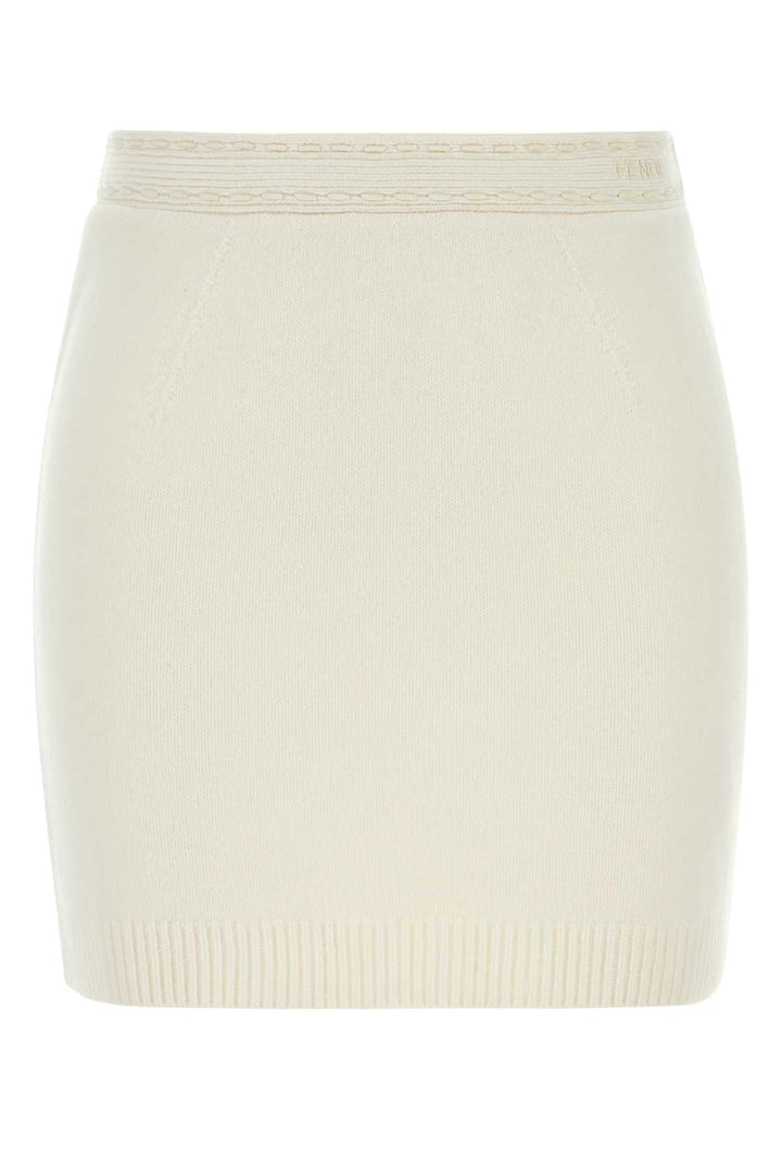 Fendi Women White Cashmere Blend Mini Skirt