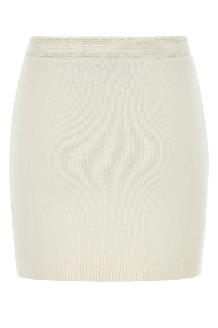 Fendi Women White Cashmere Blend Mini Skirt
