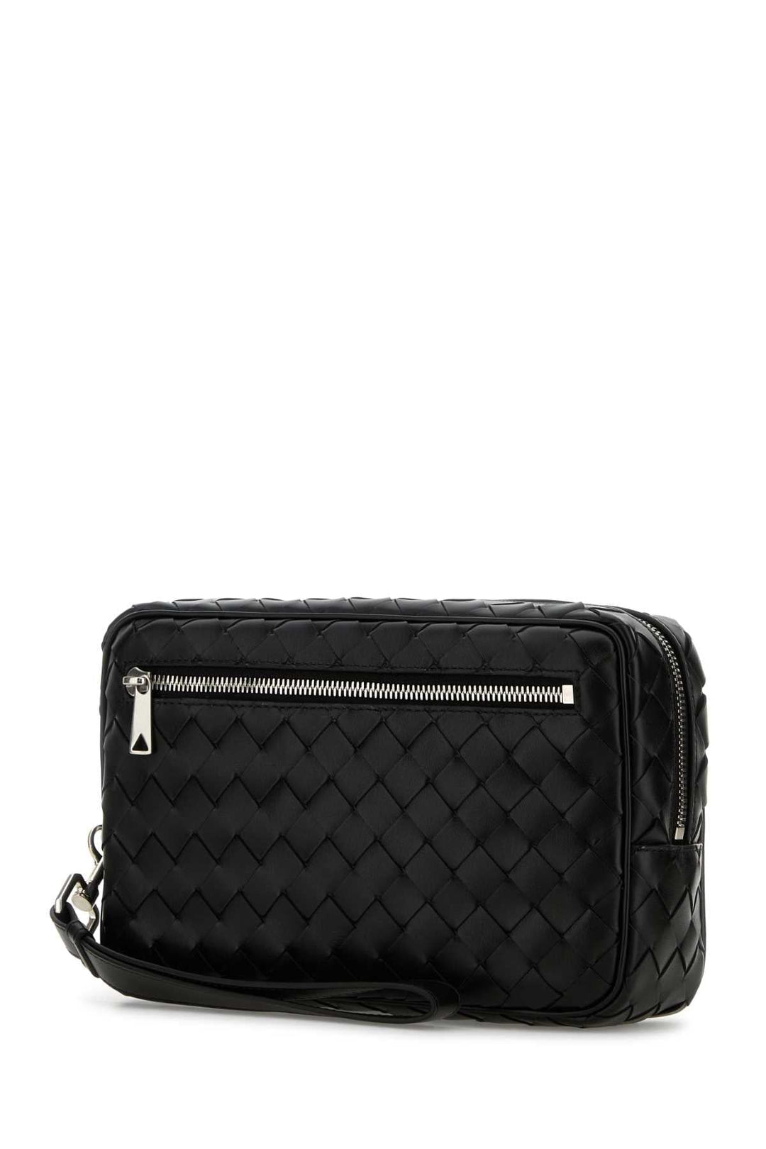 Bottega Veneta Men Black Leather Intrecciato Clutch