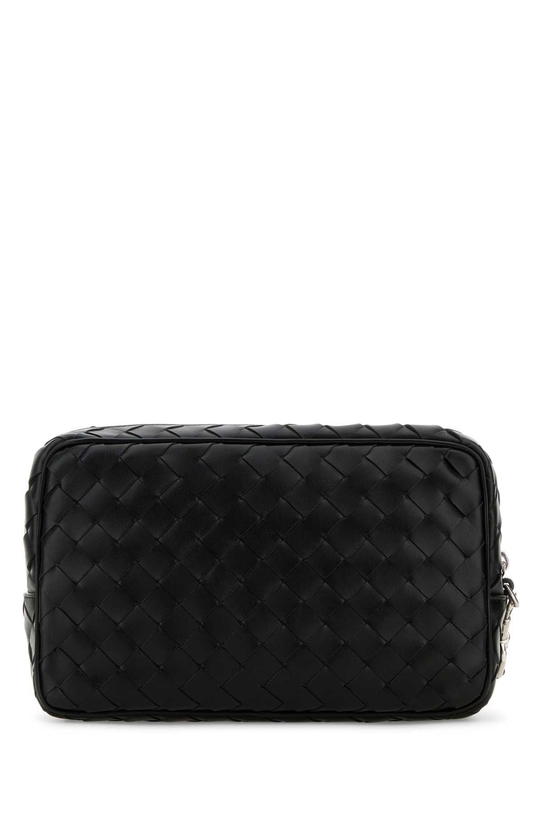 Bottega Veneta Men Black Leather Intrecciato Clutch
