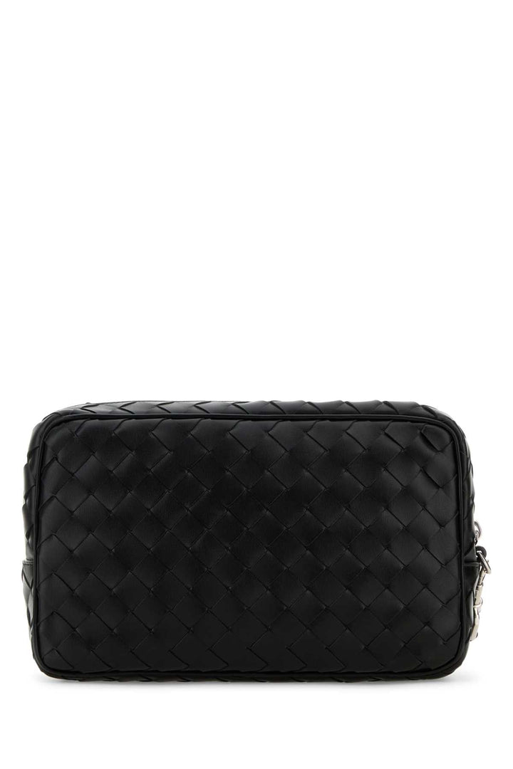 Bottega Veneta Men Black Leather Intrecciato Clutch
