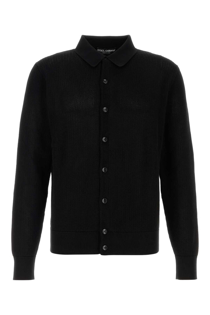 Dolce & Gabbana Men Black Mesh Cardigan