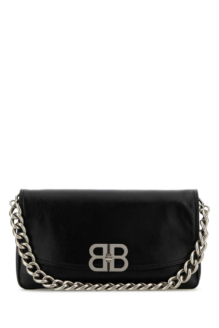 Balenciaga Women Black Leather Medium Bb Soft Shoulder Bag