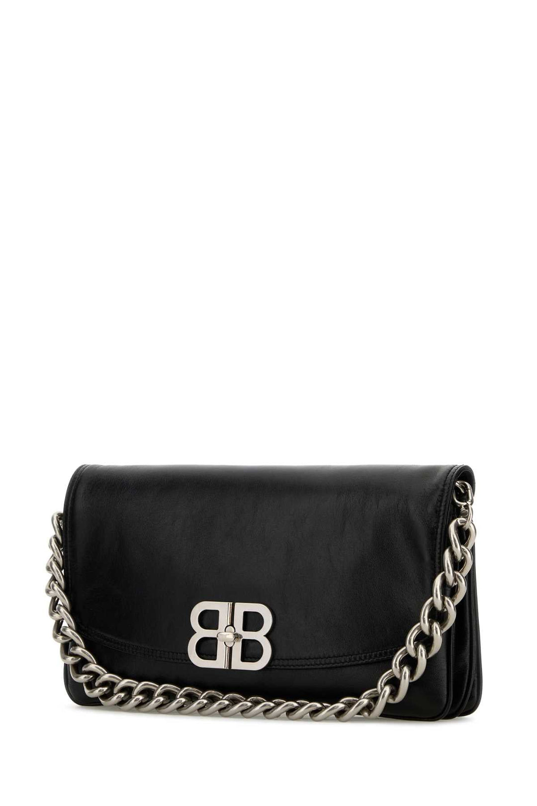 Balenciaga Women Black Leather Medium Bb Soft Shoulder Bag