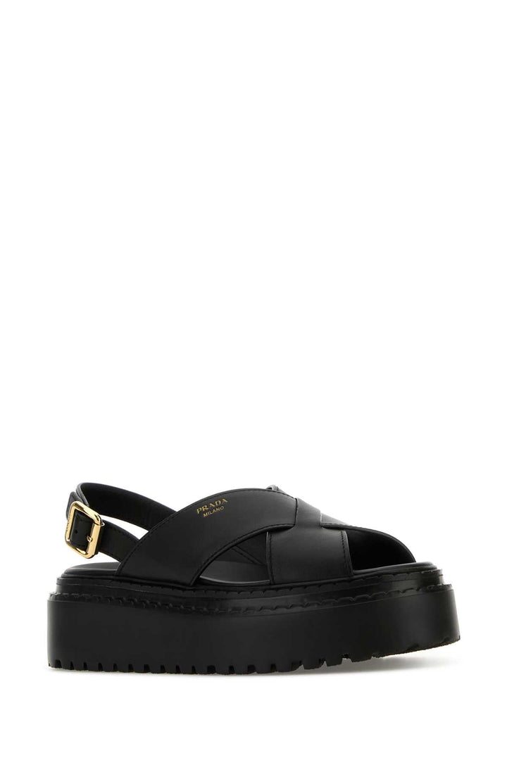 Prada Women Black Leather Sandals