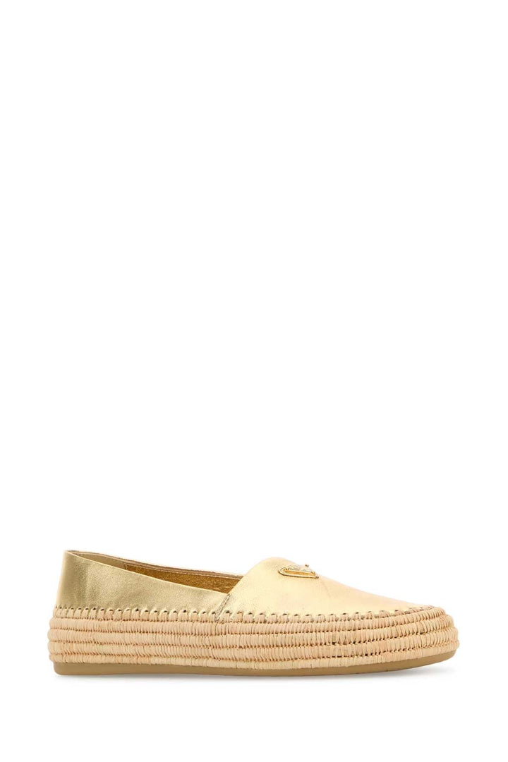 Prada Women Gold Leather Espadrilles