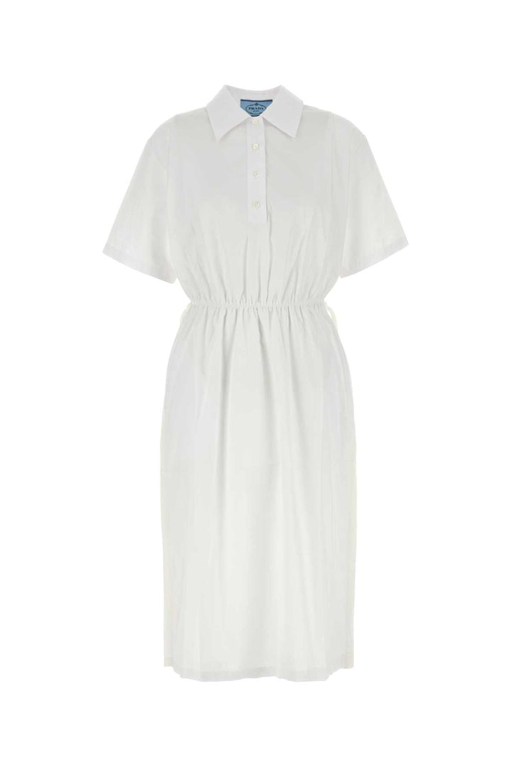 Prada Women White Poplin Shirt Dress