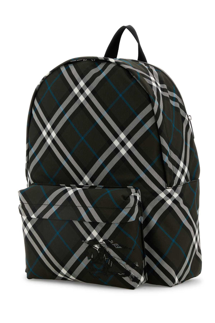Burberry Men Embroidered Fabric Check Backpack