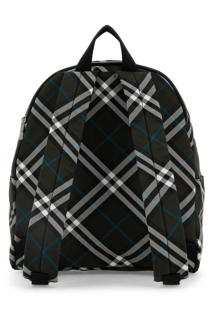 Burberry Men Embroidered Fabric Check Backpack