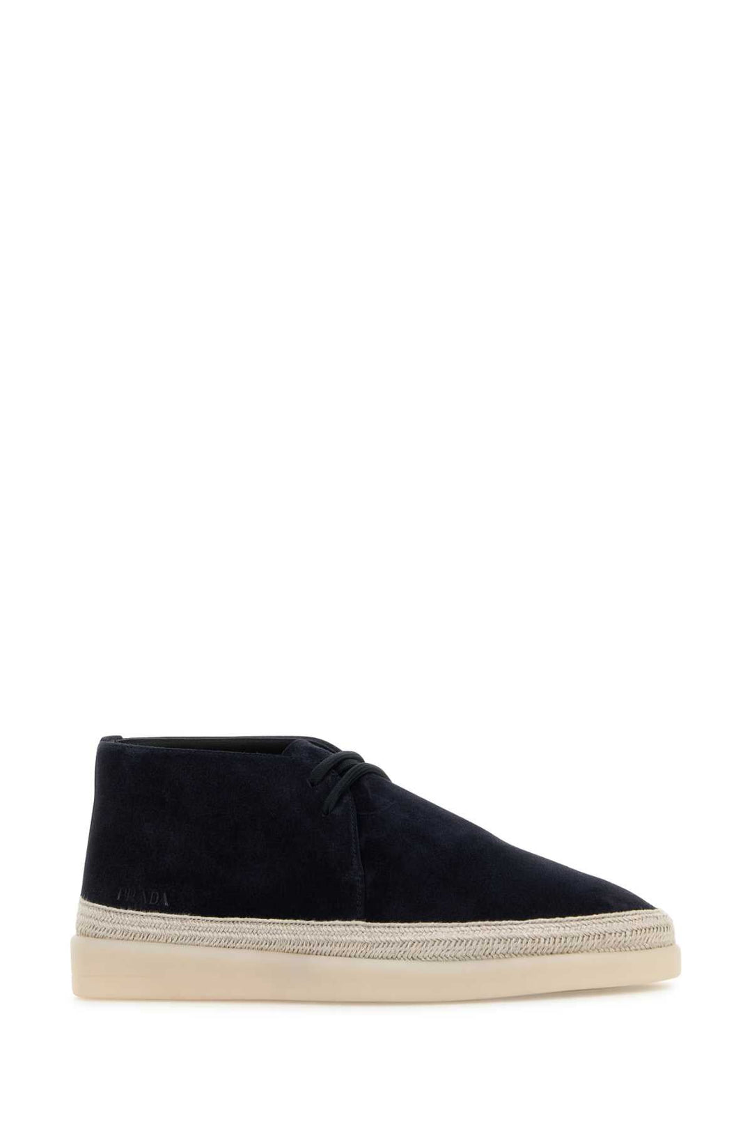 Prada Men Midnight Blue Suede Ankle Boots