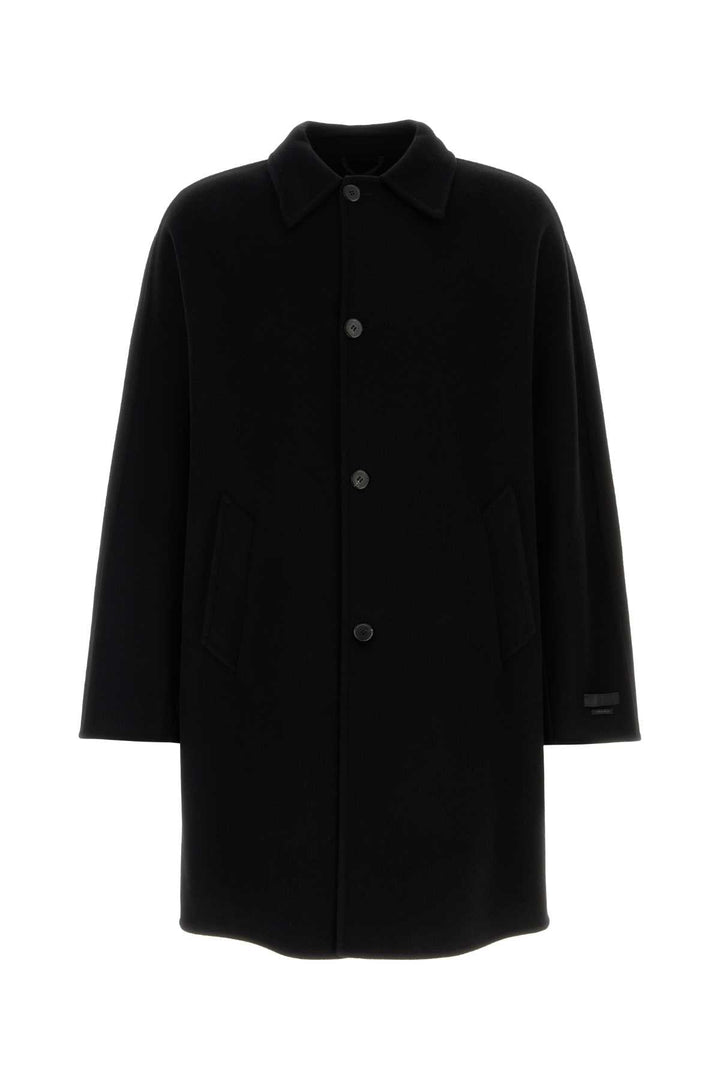 Prada Men Black Cashmere And Wool Coat
