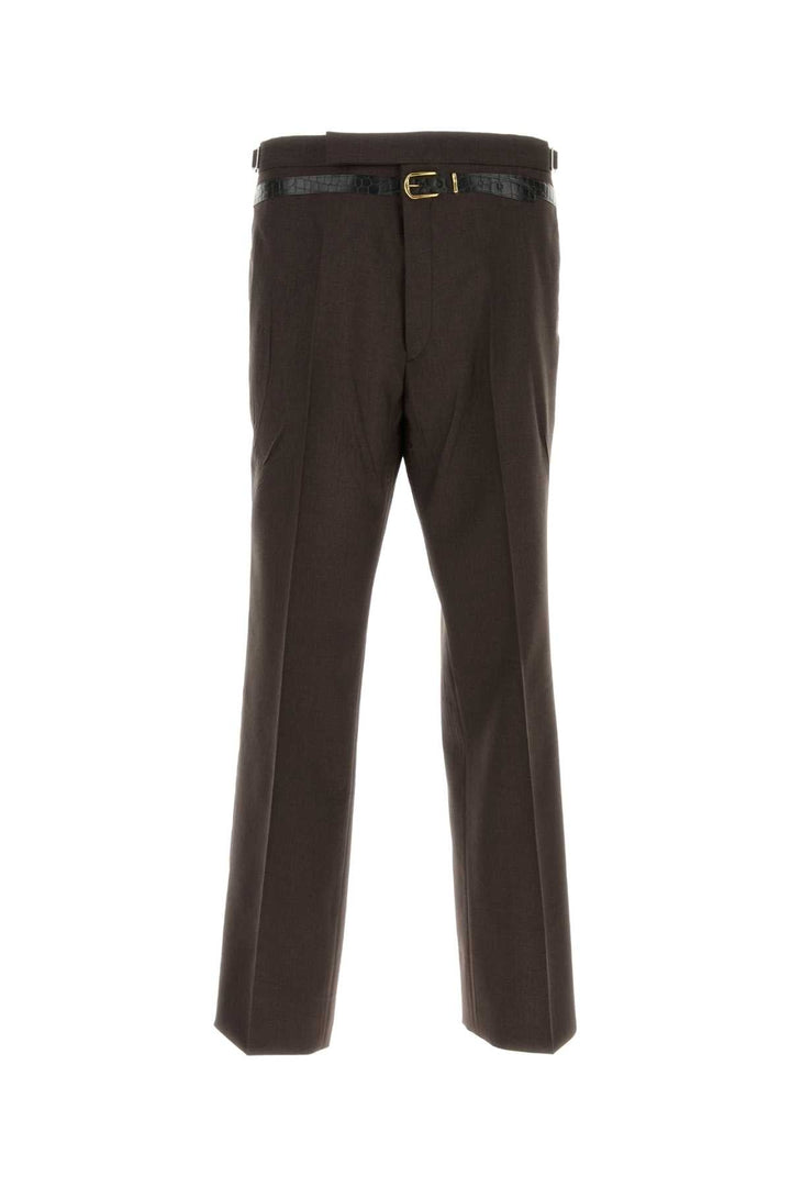 Prada Men Dark Brown Mohair Blend Wide-Leg Pant